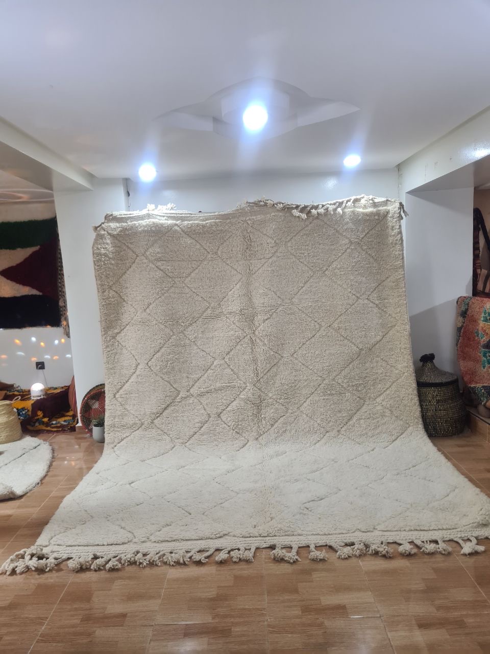 White Dazan Marokkaans handgemaakt tapijt150 cm x 100 cm